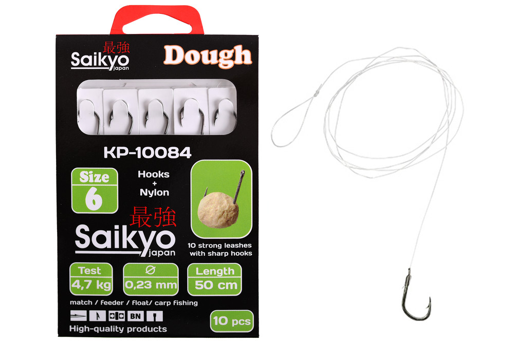 Фотография Крючки Saikyo KP-10084 Dough BN №6 (10шт) c повод.