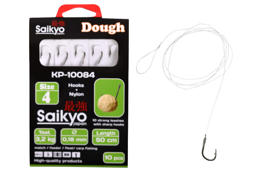 Фотография Крючки Saikyo KP-10084 Dough BN №4 (10шт) c повод.