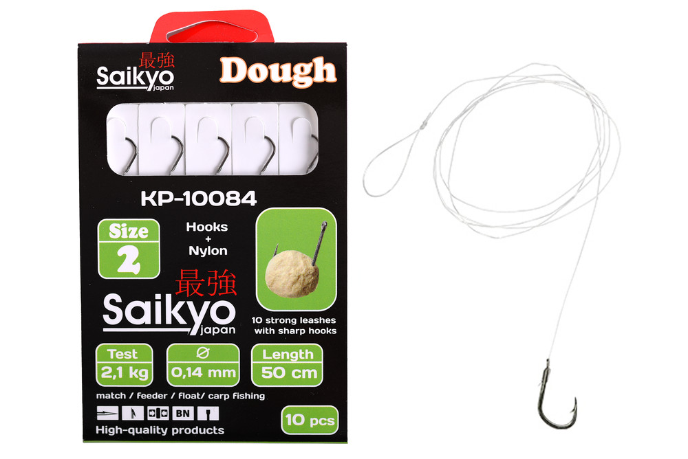 Фотография Крючки Saikyo KP-10084 Dough BN №2 (10шт) c повод.