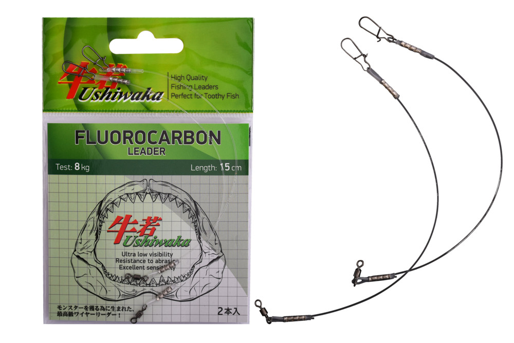 Фотография Поводок Ushiwaka Fluorocarbon UF1508, 8кг/15см, 2шт