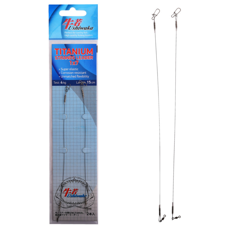 Фотография Поводок Ushiwaka Titanium Strands UTS71504, 1х7, 4кг/15см, 2шт