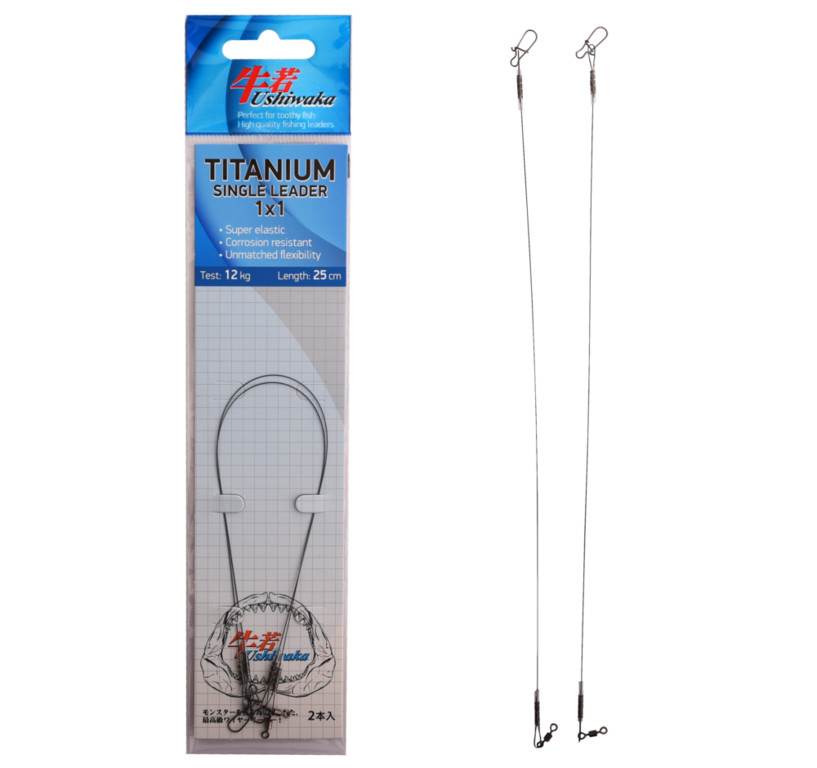 Фотография Поводок Ushiwaka Titanium Single UTS12512, 1х1, 12кг/25см, 2шт