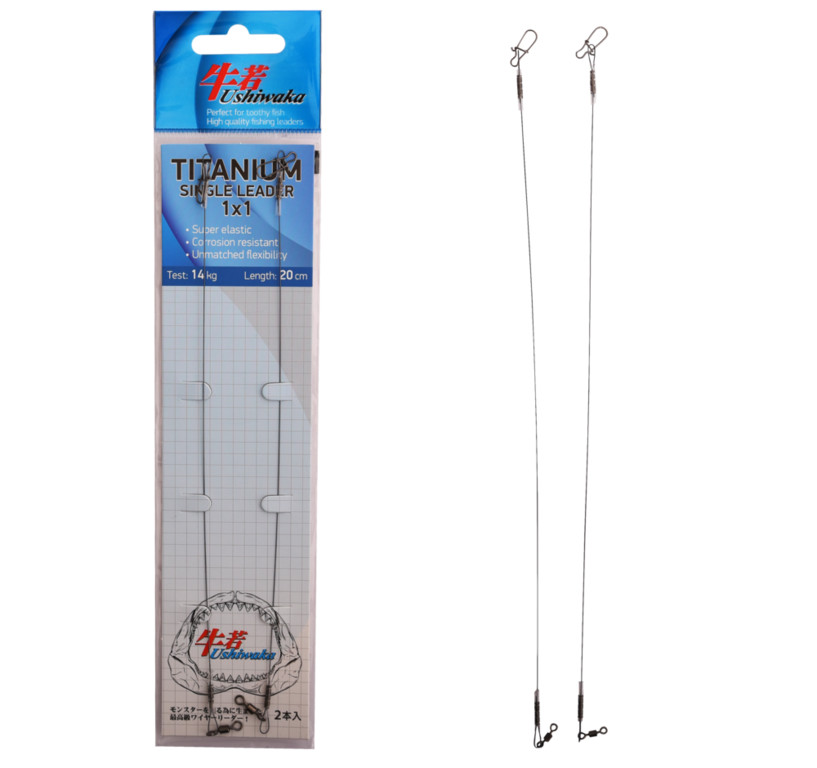 Фотография Поводок Ushiwaka Titanium Single UTS12014, 1х1, 14кг/20см, 2шт