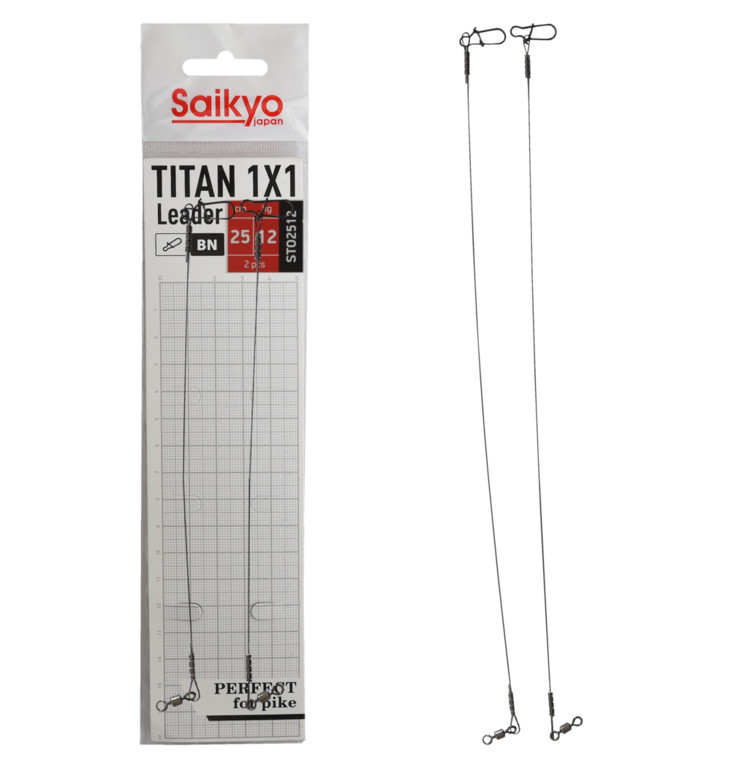 Фотография Поводок Saikyo Titan 1x1 STO2512, 12кг/25см, 2шт