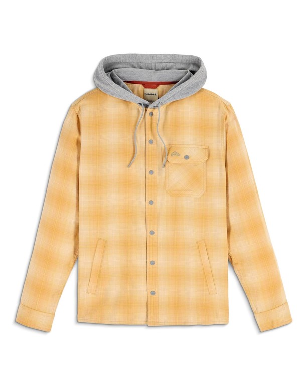 Фотография Рубашка Simms Santee Flannel Hoody, Ely Plaid: Baltic Amber, XL