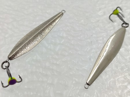 Фотография Зимняя блесна MF Ice ребристая ККМ 42мм 3.8г подвес мельхиор-мельхиор