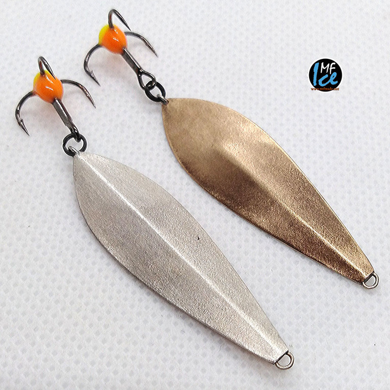 Фотография Зимняя блесна MF Ice Клополистик ЛАДОЖСКИЙ подвес серебро-бериль 42мм