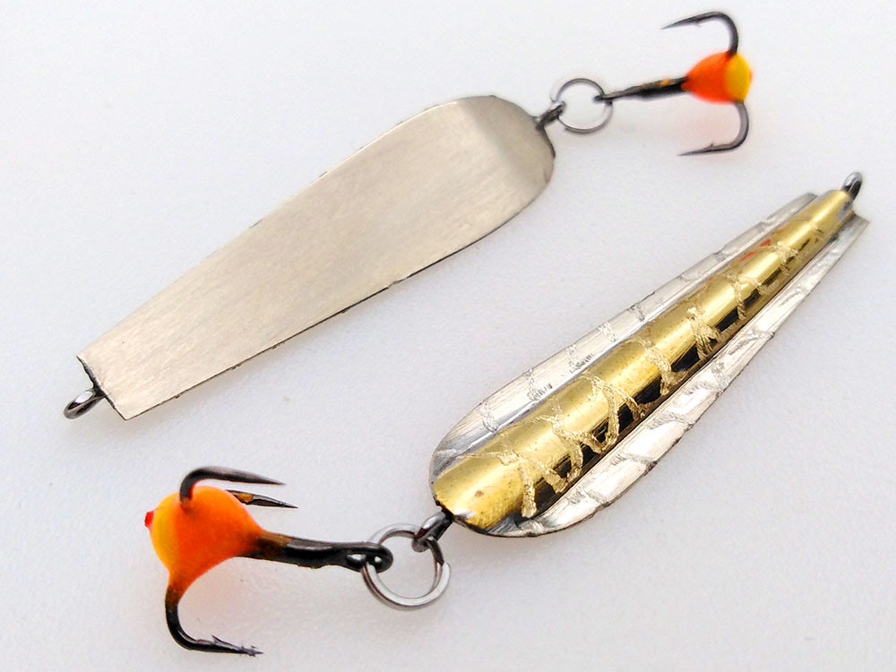 Фотография Зимняя блесна ПРОКЛАДКА Y подвес 45мм латунь-серебро