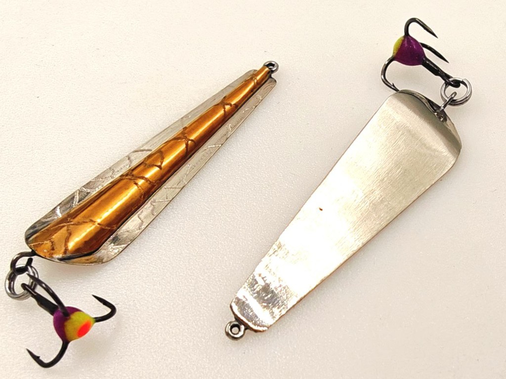 Фотография Зимняя блесна ПРОКЛАДКА ПАЙК подвес 57мм 7,6г латунь-серебро