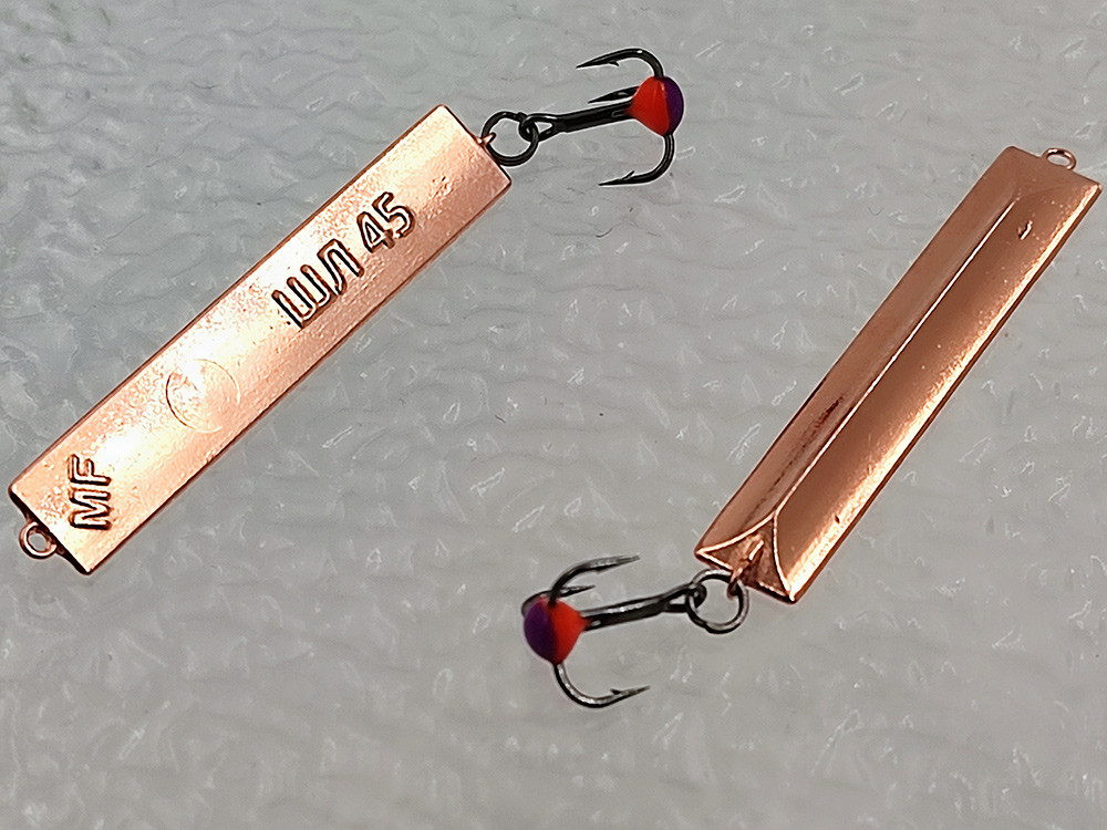 Фотография Зимняя блесна литая MF Ice Шпала Лайт подвес 45мм 5,3г медь