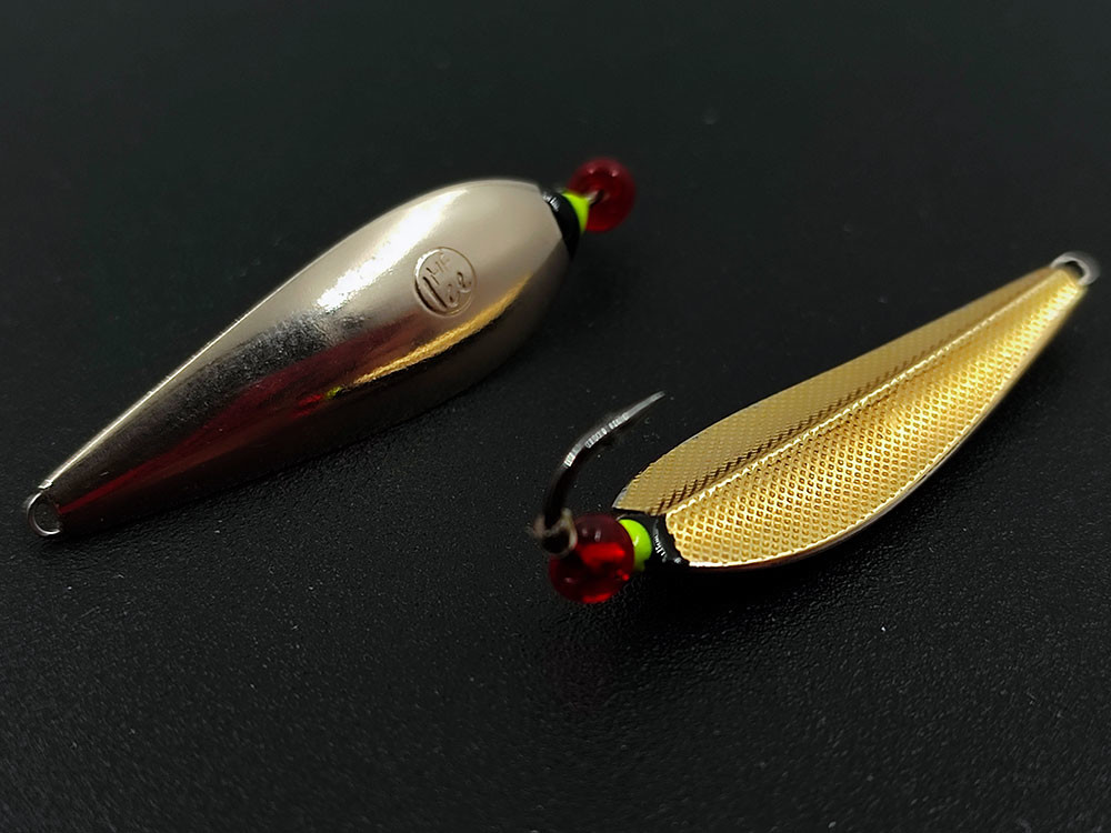 Фотография Блесна зимняя MF Ice ребристая Сафоша впай 36мм 3,2г серебро-латунь