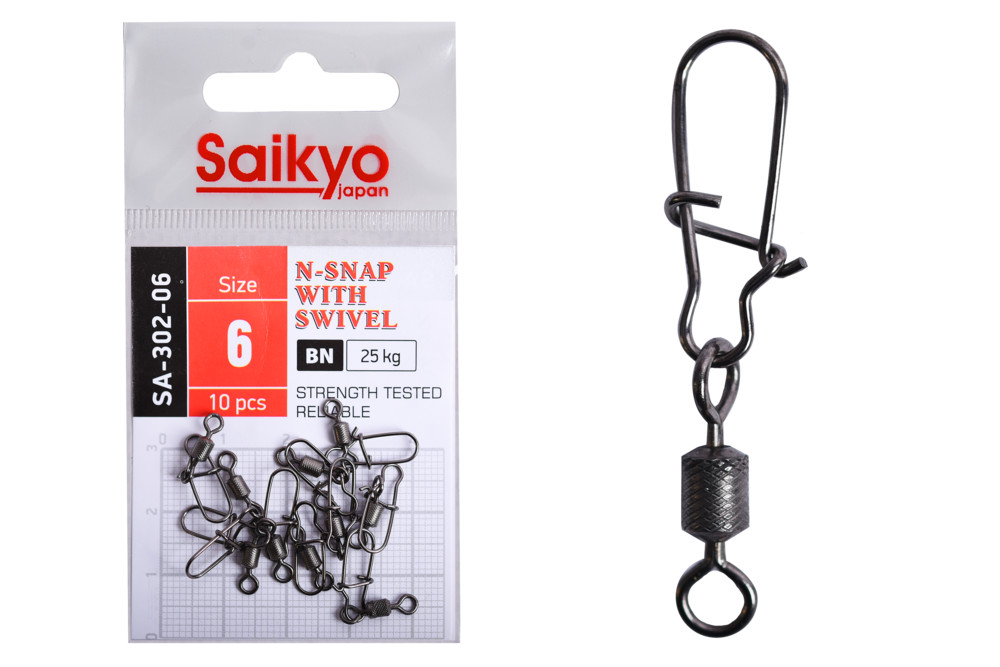 Фотография Вертлюг с застежкой Saikyo SA-302-06 - 10 шт (15кг)