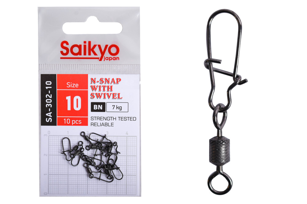 Фотография Вертлюг с застежкой Saikyo SA-302-10 - 10 шт (7кг)