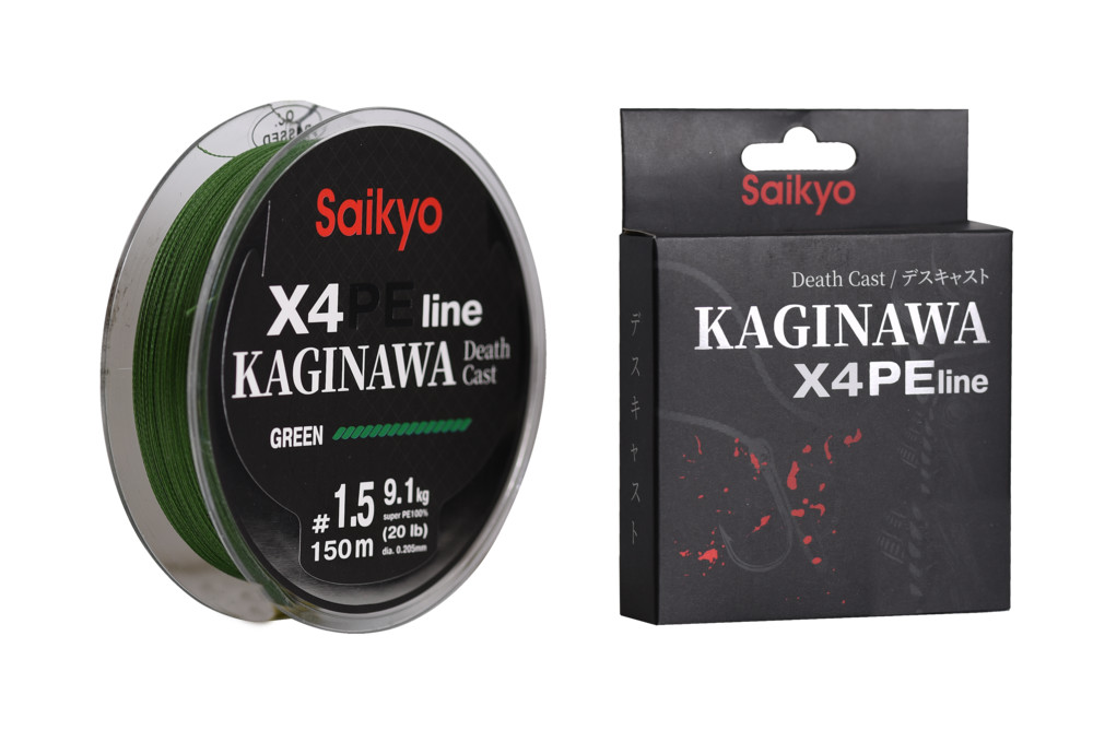 Фотография Шнур Saikyo KAGINAWA X4PE 150m, зеленый #1.5 (0,205mm), 9,1kg