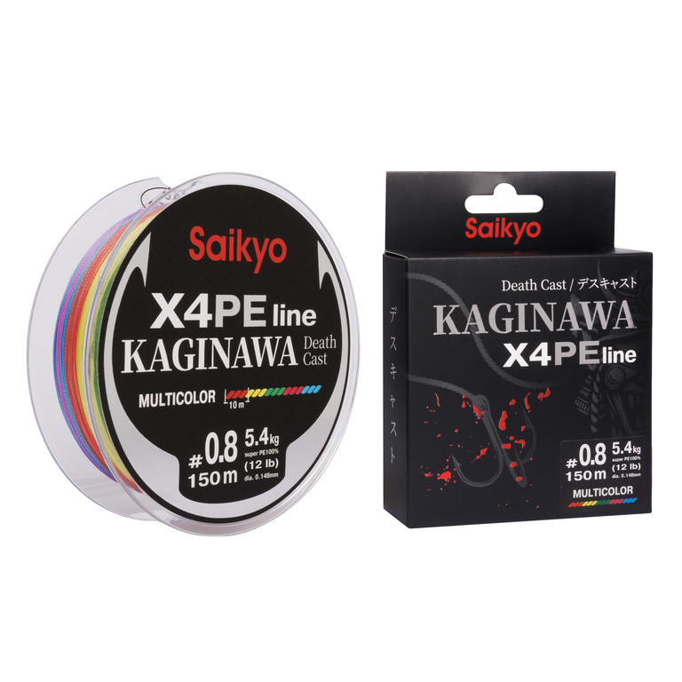 Фотография Шнур Saikyo KAGINAWA X4PE 150m, мультиколор #0,8 (0,148mm), 5,4kg