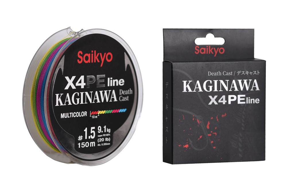 Фотография Шнур Saikyo KAGINAWA X4PE 150m, мультиколор #1.5 (0,205mm), 9,1kg