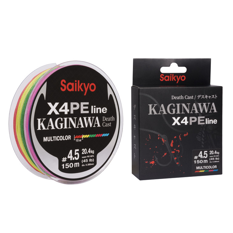 Фотография Шнур Saikyo KAGINAWA X4PE 150m, мультиколор #4.5 (0,38mm), 20,4kg