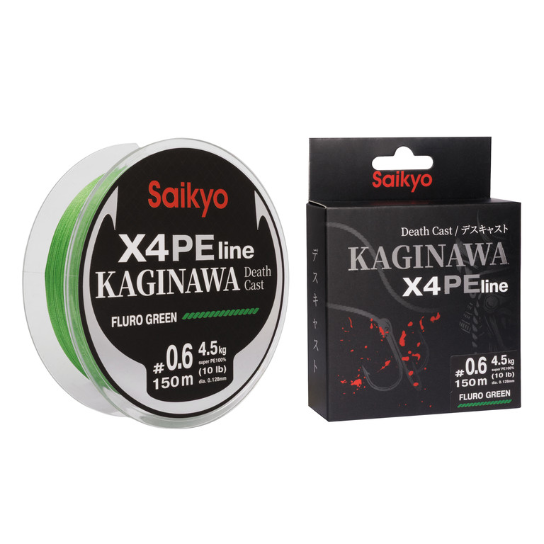 Фотография Шнур Saikyo KAGINAWA X4PE 150m, зеленый fluo #0,6 (0,128mm), 4,5kg